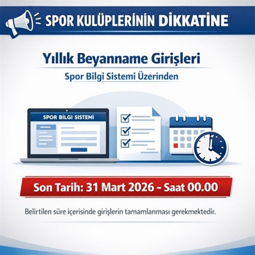 İLİMİZ SPOR KULÜPLERİNİN DİKKATİNE