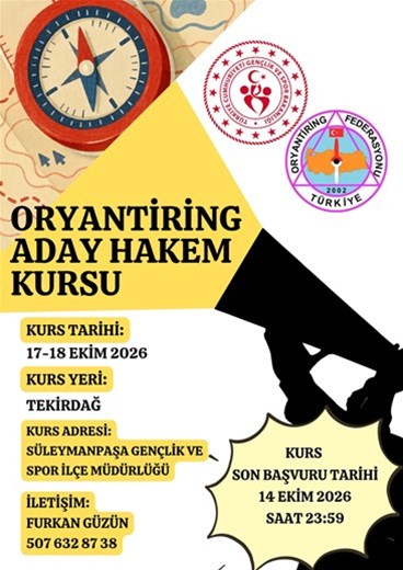 ''ORYANTİRİNG ADAY HAKEM KURSU'' İLİMİZDE AÇILIYOR !